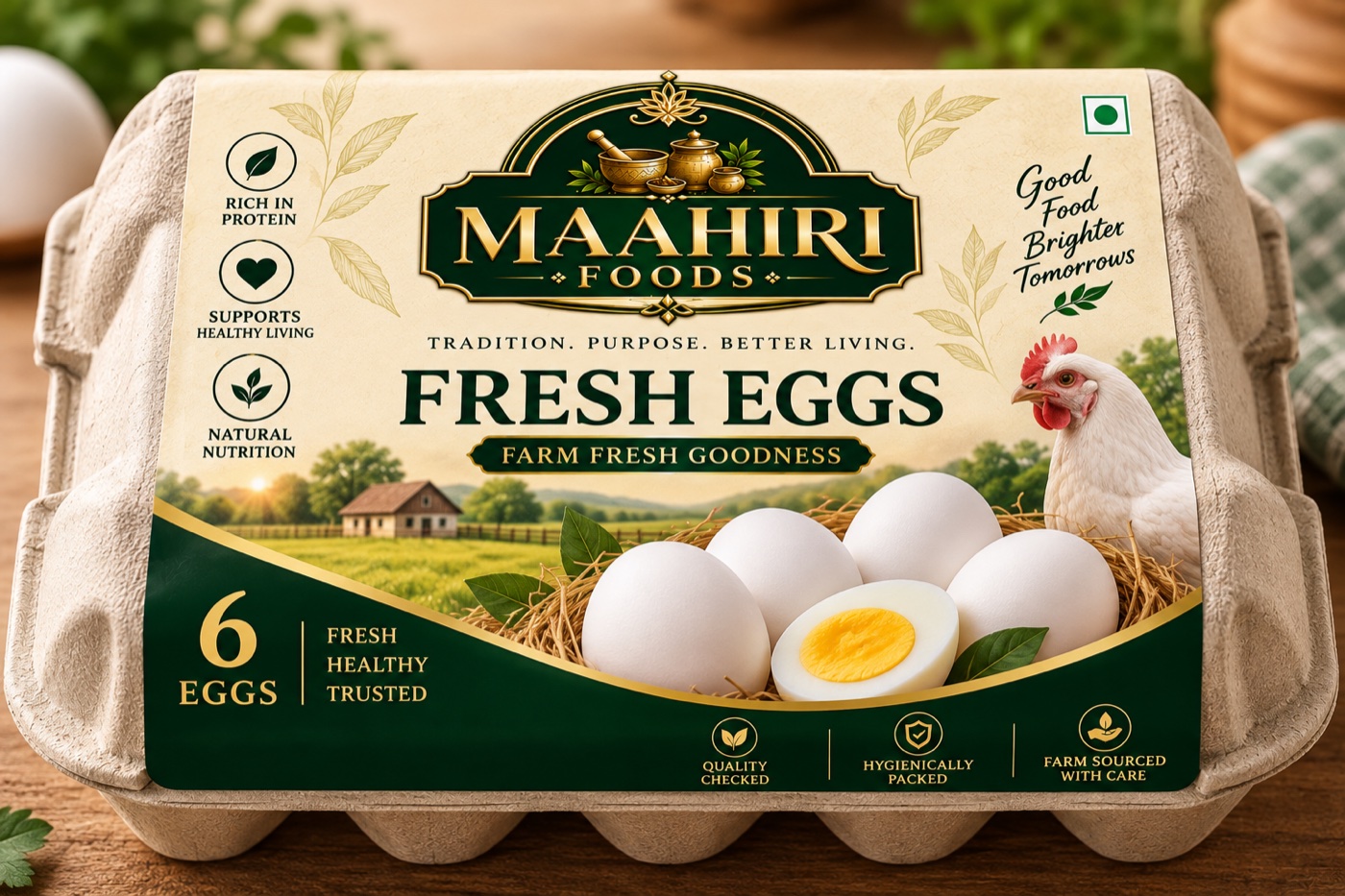 Maahiri Foods six-egg carton